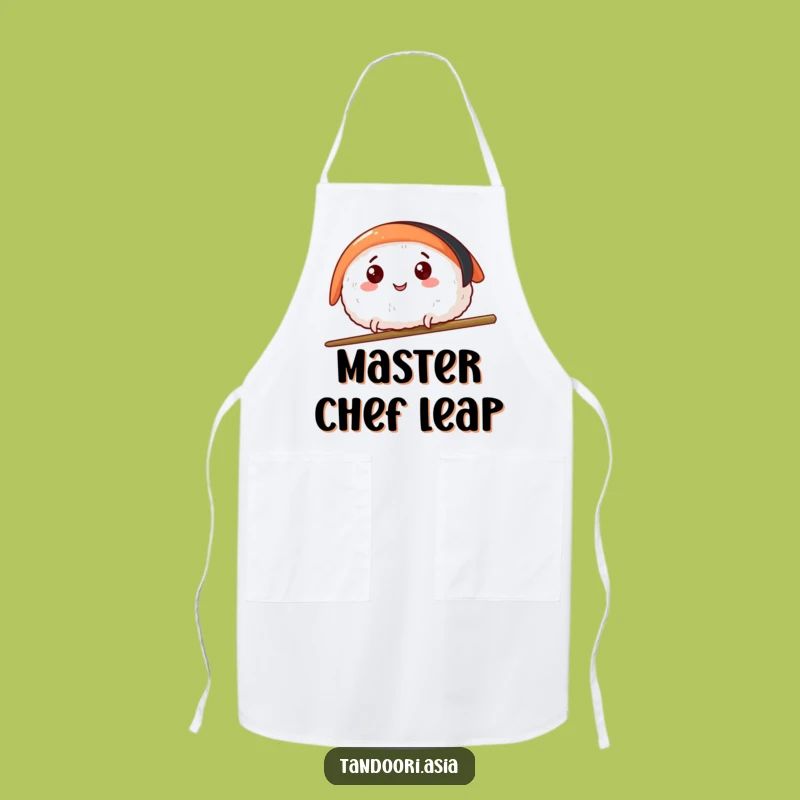 Funny Sushi Leap Apron: Cook with Joy, Happy Sushi Over Chopsticks