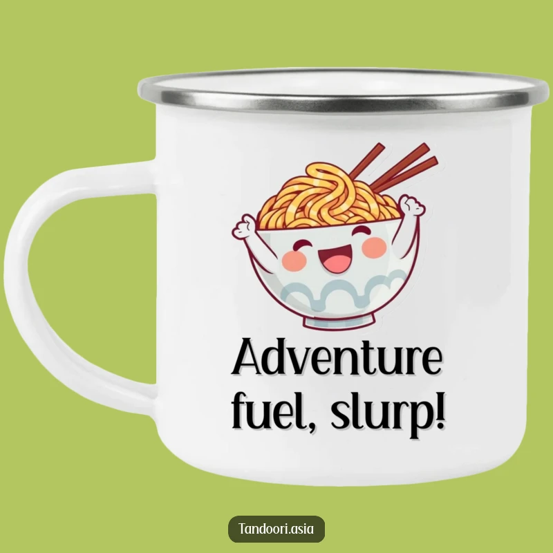 Funny Ramen Wave Camping Mug: Cute Enamel Noodle Character Gift