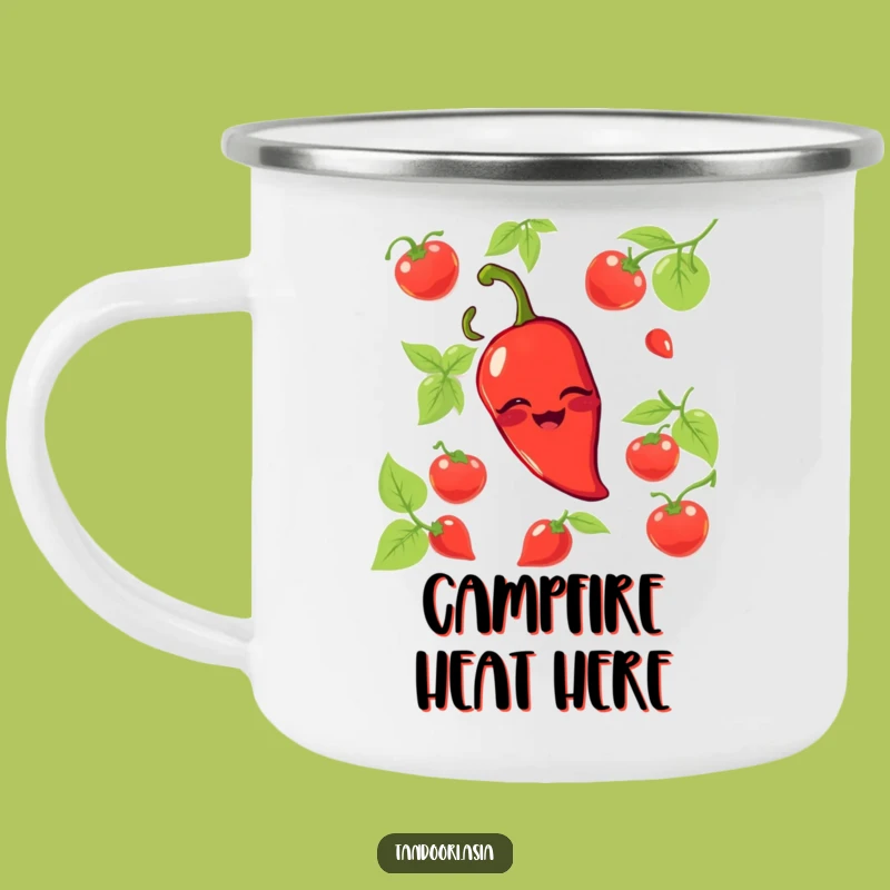 Funny Chili Pepper Wink Camping Mug: Spicy Enamel Character Gift