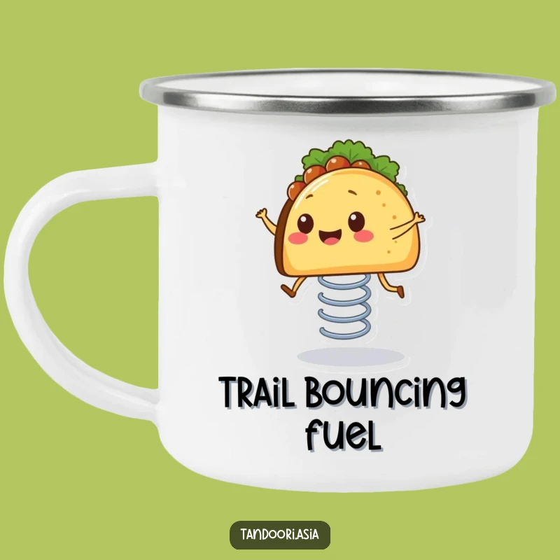 Funny Bouncing Taco Camping Mug: Adventure with a Happy Springing Taco