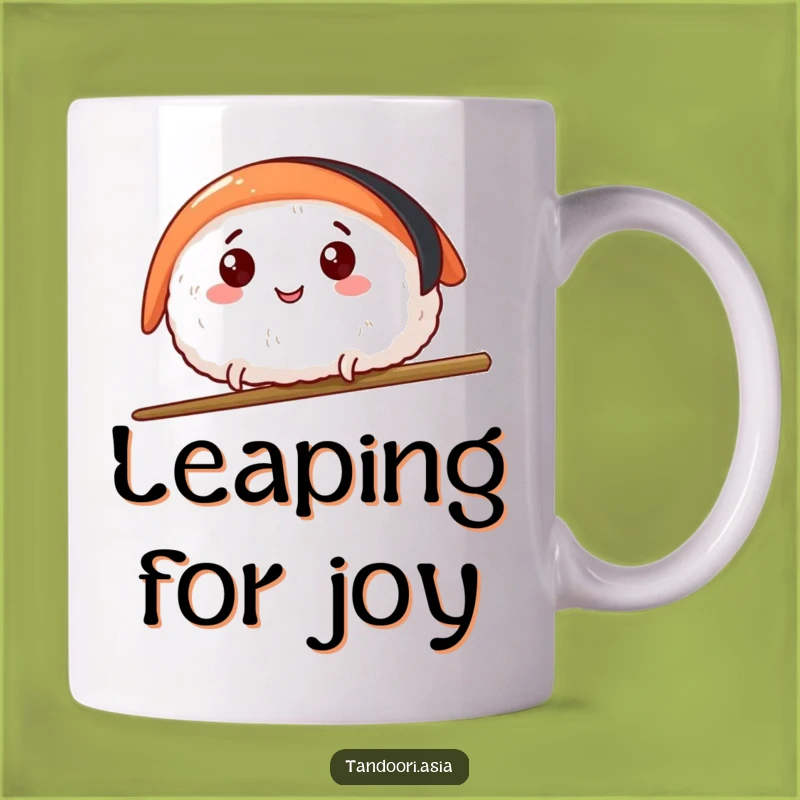 Funny Sushi Leap Mug: Happy Sushi Over Chopsticks, a Deliciously Funny Gift