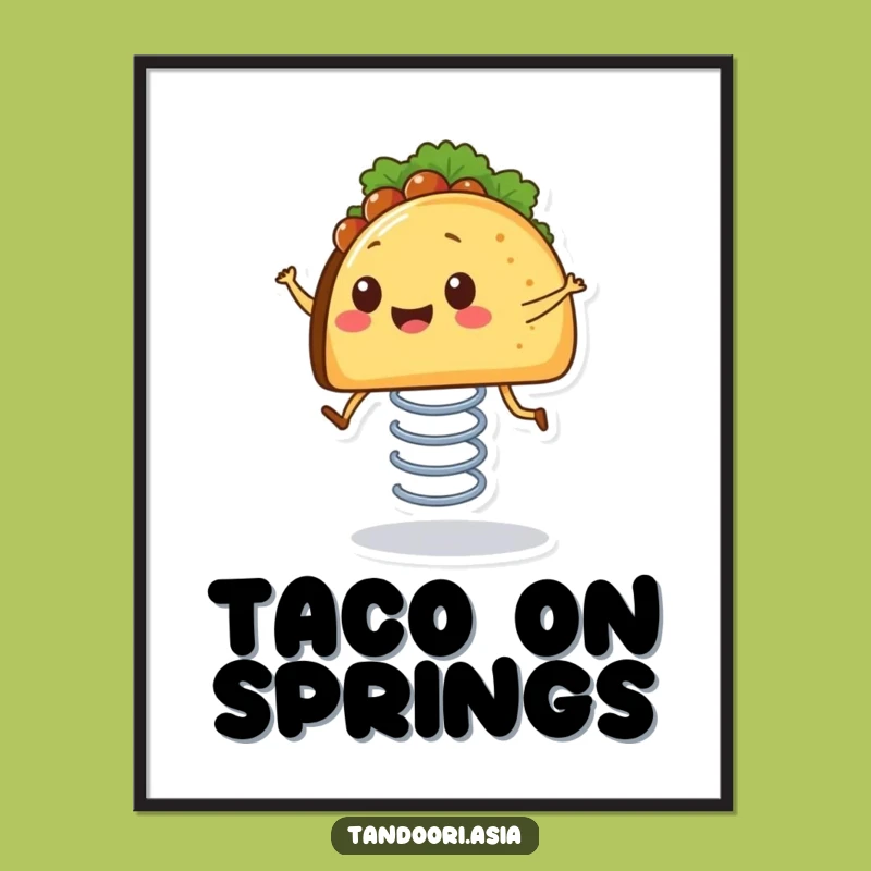 Funny Bouncing Taco Digital Art Print: Instant Joy of a Springy Taco