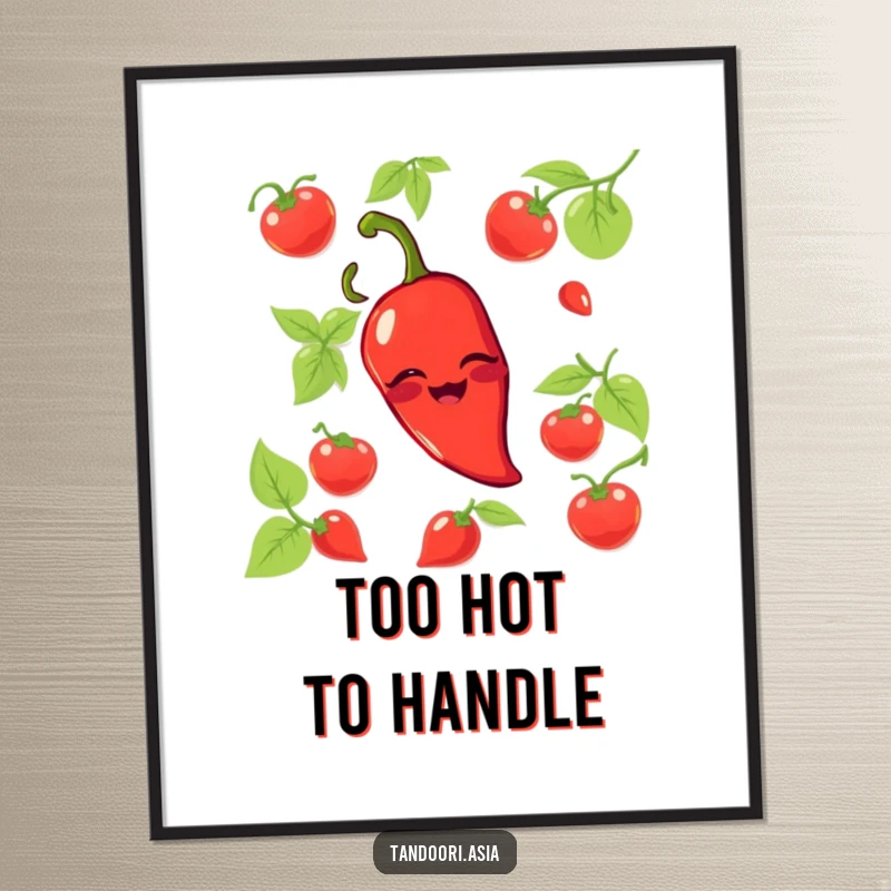 Funny Chili Pepper Digital Art Print of a grinning red pepper playfully winking, perfect for spicy and humorous wall decor.