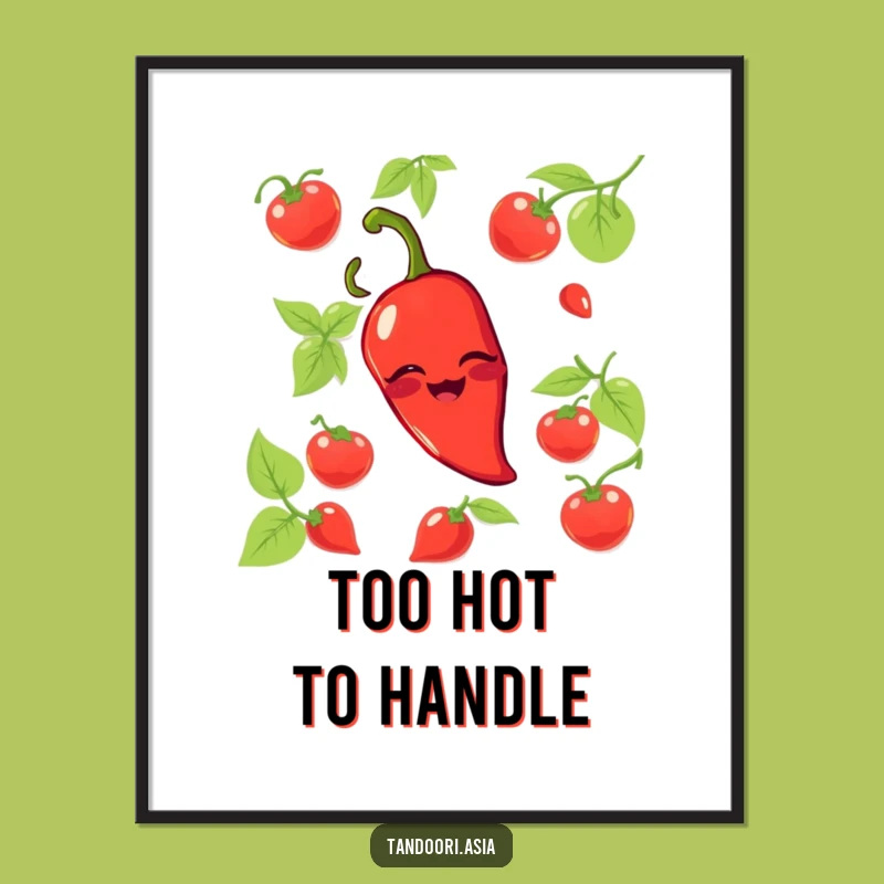 Funny Chili Pepper Wink Digital Art: Spicy Printable Wall Decor Gift