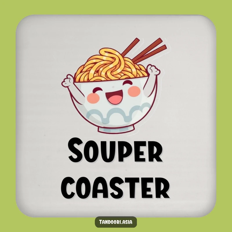 Funny Ramen Wave Drink Coaster: Cute Noodle Character Table Protector Gift