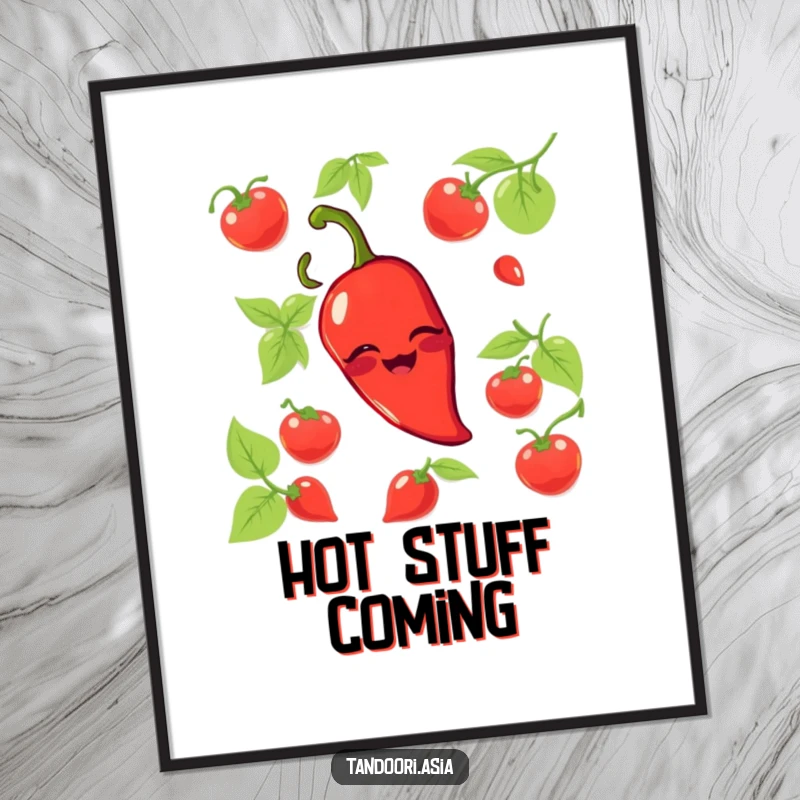 Funny Chili Pepper Poster showing a grinning red pepper playfully winking, adding a spicy and humorous touch to decor.