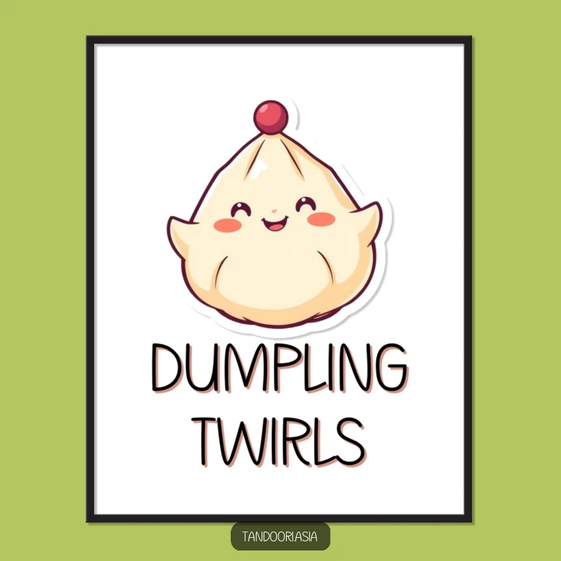 Funny Spinning Dumpling Poster: Cheerful Wall Art of a Dumpling Top