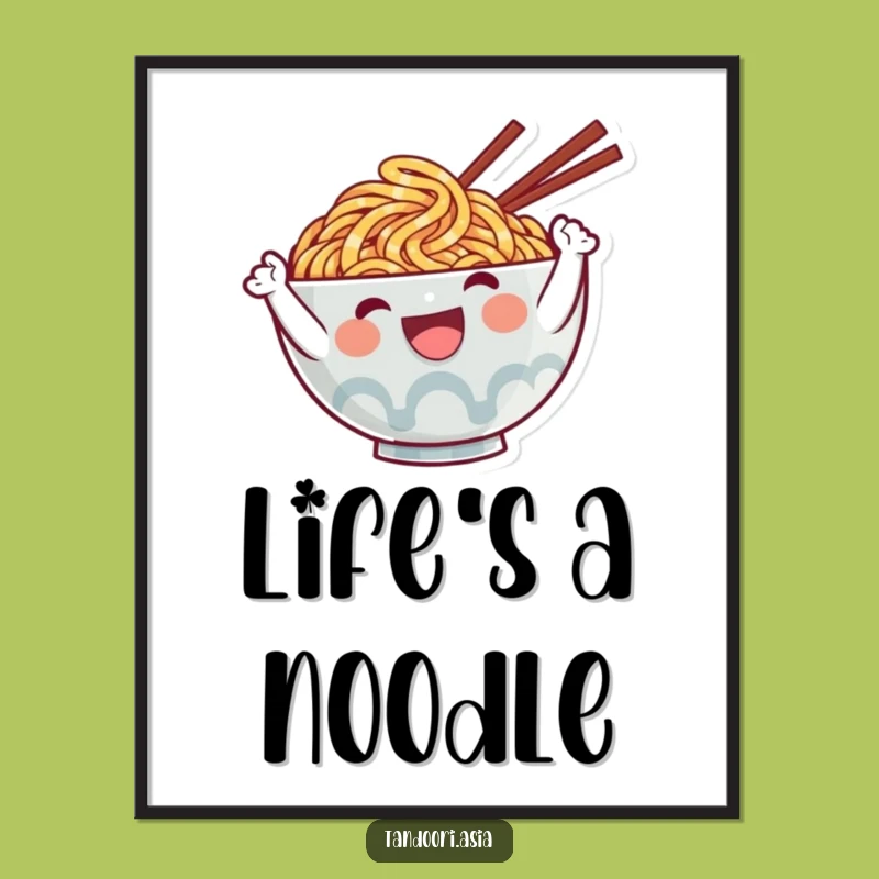Funny Ramen Wave Poster: Cute Noodle Character Wall Art Gift