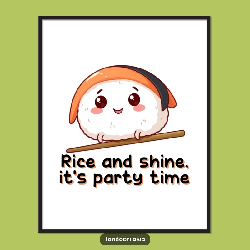 Funny Free Printable Wall Art: Leaping Sushi Design, Downloadable Decor for Laughs