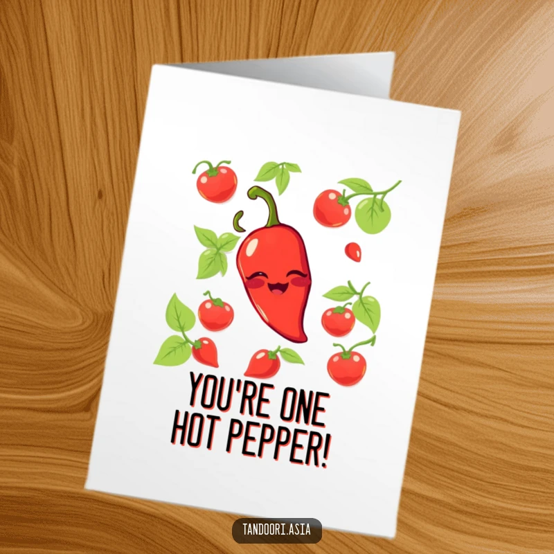 Funny Free Printable Chili Pepper Congratulations Card: A red chili pepper winking with a cheeky grin, celebrating success.