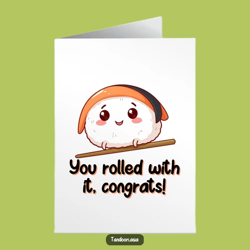 Free Printable Congratulations Card: Leaping Sushi for a Funny Downloadable Gift