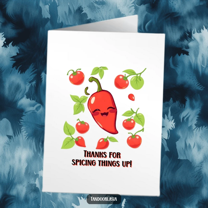 Funny Free Printable Chili Pepper Thank You Card: A red chili pepper winking mischievously with a friendly grin.