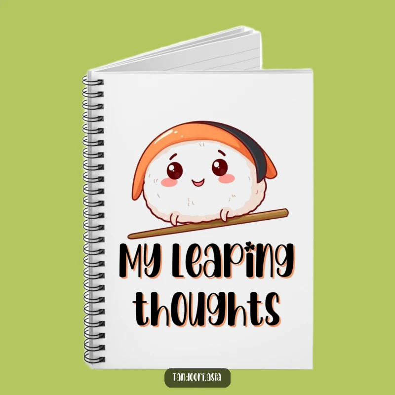 Funny Sushi Leap Notebook: Jot Down Ideas with Happy Sushi Over Chopsticks