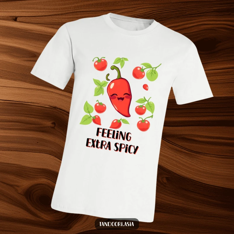 Funny Chili Pepper T-Shirt depicting a grinning red chili pepper playfully winking, a hot choice for gift giving.