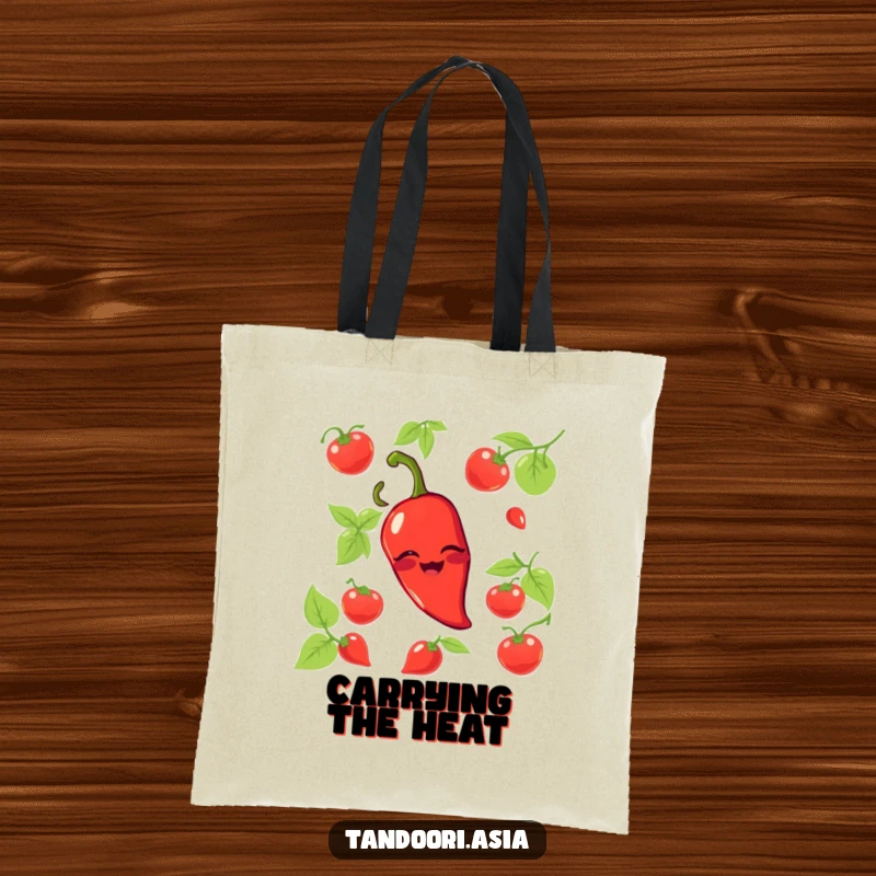 Funny Chili Pepper Tote Bag featuring a grinning red pepper playfully winking, a spicy and practical accessory.